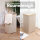 Björn&Schiller Wäschekorb beige mit Deckel, 105 L, faltbar, 2 Fächer – schmaler hoher Wäschesammler, Oxford-Gewebe, Bambusrand, Badezimmer, stabil