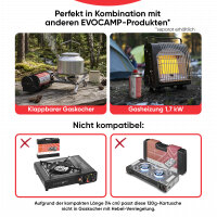 EVOCAMP Butangas-Kartusche 120g mit selbstdichtendem Bajonettventil, nach EN 417, ultraleichtes Gas für Campingkocher, Gasbrenner und Lötbrenner