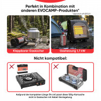 EVOCAMP Butangas-Kartusche 2x 120g mit selbstdichtendem Bajonettventil, nach EN 417, ultraleichtes Gas für Campingkocher, Gasbrenner und Lötbrenner