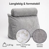 Björn&Schiller Lesekissen für Bett und Sofa, ergonomisches Wandpolster mit abnehmbarer Nackenrolle, zwei Seitentaschen und waschbarem Bezug, 70 cm