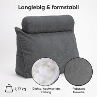 Björn&Schiller Lesekissen für Bett und Sofa, ergonomisches Wandpolster mit abnehmbarer Nackenrolle, zwei Seitentaschen und waschbarem Bezug, 70 cm
