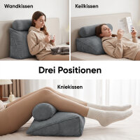 Björn&Schiller Lesekissen für Bett und Sofa, ergonomisches Wandpolster mit abnehmbarer Nackenrolle, zwei Seitentaschen und waschbarem Bezug, 70 cm