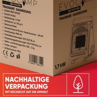 EVOCAMP tragbare Gasheizung & Gaskocher 2-in-1, 1,7 kW Leistung, multifunktionale Keramikheizung, perfekt für Camping.