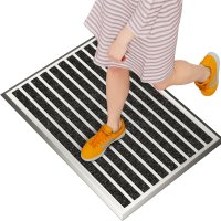 Graue Fußmatte 40x60 cm aus Aluminium für draußen als Schmutzfang und Fußabtreter