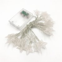 LED Sterne Lichterkette, 40 LEDs, 6m, 2 Modi, batteriebetrieben, Weihnachtsdeko für Fenster und Tisch.