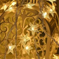 LED Sterne Lichterkette, 40 LEDs, 6m, 2 Modi, batteriebetrieben, Weihnachtsdeko für Fenster und Tisch.