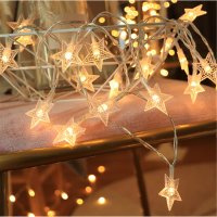 LED Sterne Lichterkette, 40 LEDs, 6m, 2 Modi, batteriebetrieben, Weihnachtsdeko für Fenster und Tisch.