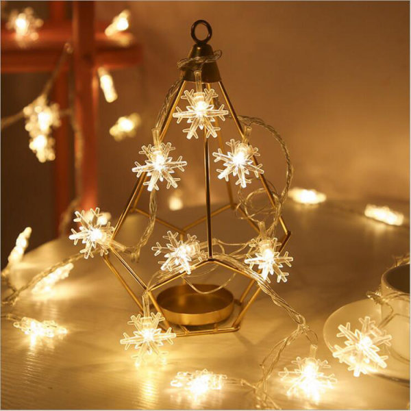 LED Lichterkette mit Schneeflocken, 2 Modi, 6m lang, batteriebetrieben, perfekt für Weihnachtsdeko und Fensterbeleuchtung