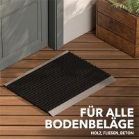 Alu-Fußmatte mit Bürsten, 55x90cm, für Außenbereich. Schwarz. Auch als Türmatte oder Fußabtreter geeignet