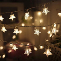 Lichterkette Sterne 40 LED 6M, 2 Beleuchtungsmodi, Batteriebetrieben, Weihnachtsdeko beleuchtet, Weihnachtsfenster Beleuchtung, Weihnachts Tischdeko, Winterdeko drinnen, Outdoor Lichterkette Weihnachten