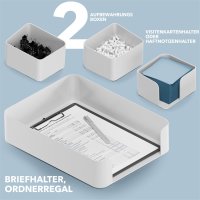 L8 Schreibtisch Organizer aus recyceltem Material in Weiß, inkl. Stiftehalter. Umweltfreundliche Aufbewahrung fürs Büro.