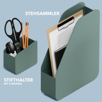 Grüner Schreibtisch-Organizer aus recyceltem Material mit Stiftehalter - umweltfreundliche Aufbewahrung fürs Büro. #Bürobedarf #Nachhaltigkeit