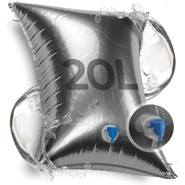 1x 20L reißfester Wassersack, faltbar, BPA-frei, ideal für Camping und als Wasserspeicher
