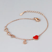 Damen Armband aus 925er Silber mit rotem Herz, inkl....
