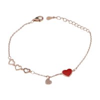 Damen Armband aus 925er Silber mit rotem Herz, inkl. Geschenkverpackung. Modischer Schmuck und bestes Frauen Geschenk. Anspruchsvoll.