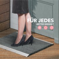 Fußmatte Aluminiumrahmen mit Bürsten grau 50 x 80 cm für Außenbereich Schmutzfangmatte Türmatte Fußabtreter