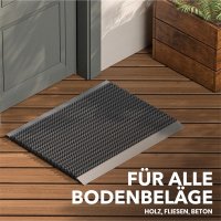 Fußmatte Aluminiumrahmen mit Bürsten grau 55 x 90 cm für Außenbereich Schmutzfangmatte Türmatte Fußabtreter