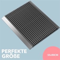 Fußmatte Aluminiumrahmen mit Bürsten grau 55 x 90 cm für Außenbereich Schmutzfangmatte Türmatte Fußabtreter