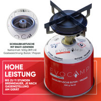 Gaskartuschen 500g, Schraubkartusche mit Butan/ Propan Gas 899 ml, Gaskartusche nach EN 417, Ventilkartusche mit Schraubverschluss, Gas Kartusche mit Camping Gas, Gaskartuschen Schraubventil