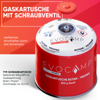 6x Butangas Kartuschen 500g, Schraubkartusche mit Butan/ Propan Gas 899 ml, Gaskartusche nach EN 417, Ventilkartusche mit Schraubverschluss, Gas Kartusche mit Camping Gas, Gaskartuschen Schraubventil