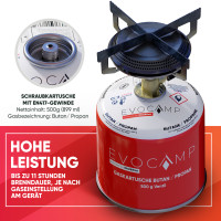 6x Butangas Kartuschen 500g, Schraubkartusche mit Butan/ Propan Gas 899 ml, Gaskartusche nach EN 417, Ventilkartusche mit Schraubverschluss, Gas Kartusche mit Camping Gas, Gaskartuschen Schraubventil