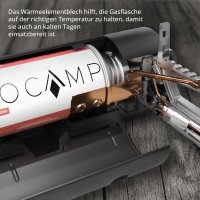 EVOCAMP Campingkocher kompatibel mit Gaskartuschen 227g, Camping Gaskocher faltbar mit Tragetasche, klappbaren Gas Campingkocher mit Wärmeleitblech, Camping Kocher mit Piezozündung, CE-zertifiziert