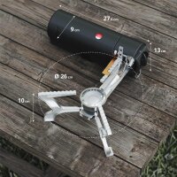 EVOCAMP Campingkocher: faltbar, inkl. 4x 227g Gaskartuschen (MSF-1a), Tragetasche, Wärmeleitblech. Perfekt für Outdoor-Aktivitäten