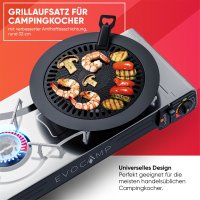 EVOCAMP Grillplatte für Gaskocher rund, antihaftbeschichtete Grillpfanne für Camping, BBQ und Gasgrill