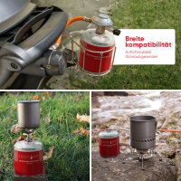 EVOCAMP 2x Propan Butan Gaskartuschen 450g, Schraubkartusche Eurogewinde 7/16", Ventilkartusche 809 ml mit Sicherheits-Verschlussautomatik, Gas Kartusche einsetzbar für Weber Grills Q100/1200-Serien