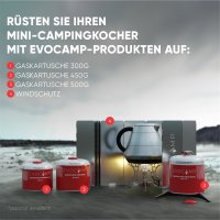 EVOCAMP kompakter Campingkocher 3.2 kW mit Piezo-Zünder, Camping Stove, Mini-Gaskocher - ideal für Camping, Angeln und Outdoor