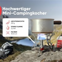 EVOCAMP kompakter Campingkocher 3.2 kW mit Piezo-Zünder, Camping Stove, Mini-Gaskocher - ideal für Camping, Angeln und Outdoor