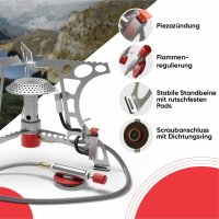 EVOCAMP kompakter Campingkocher 3.2 kW mit Piezo-Zünder, Camping Stove, Mini-Gaskocher - ideal für Camping, Angeln und Outdoor