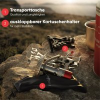 EVOCAMP kompakter Campingkocher 3.2 kW mit Piezo-Zünder, Camping Stove, Mini-Gaskocher - ideal für Camping, Angeln und Outdoor