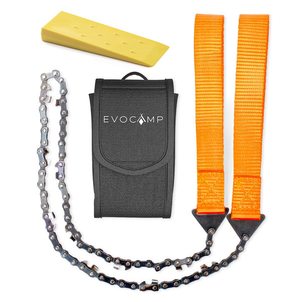 EVOCAMP Handkettensäge mit 33 scharfen Zähnen - Bushcraft Ausrüstung - kompakte und faltbare Camping Säge 65 cm mit einer Tasche - Ausrüstung für Baumarbeiten, Camping und Survival-Abenteuer