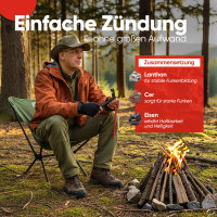 EVOCAMP Feuerstarter 8 cm, leicht 40 g, robust, langlebig, mit Halteschnur, Bushcraft, Survival, Abenteuer, Outdoor