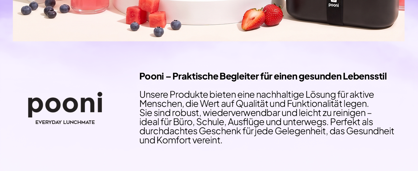 Pooni Lunchbox 740 ml, auslaufsichere Bento Box mit 1 Fach, Besteck, Soßendose und Elastikband, BPA-frei und mikrowellengeeignet-6