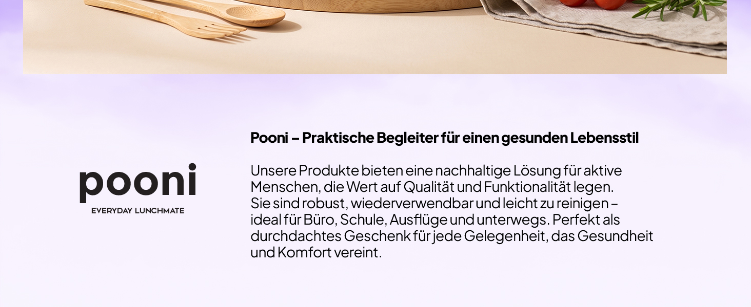 Pooni Lunchbox Edelstahl 900 ml, auslaufsichere Bento Box mit Bambusdeckel, Silikondichtung und Elastikband, kompakt für unterwegs-6