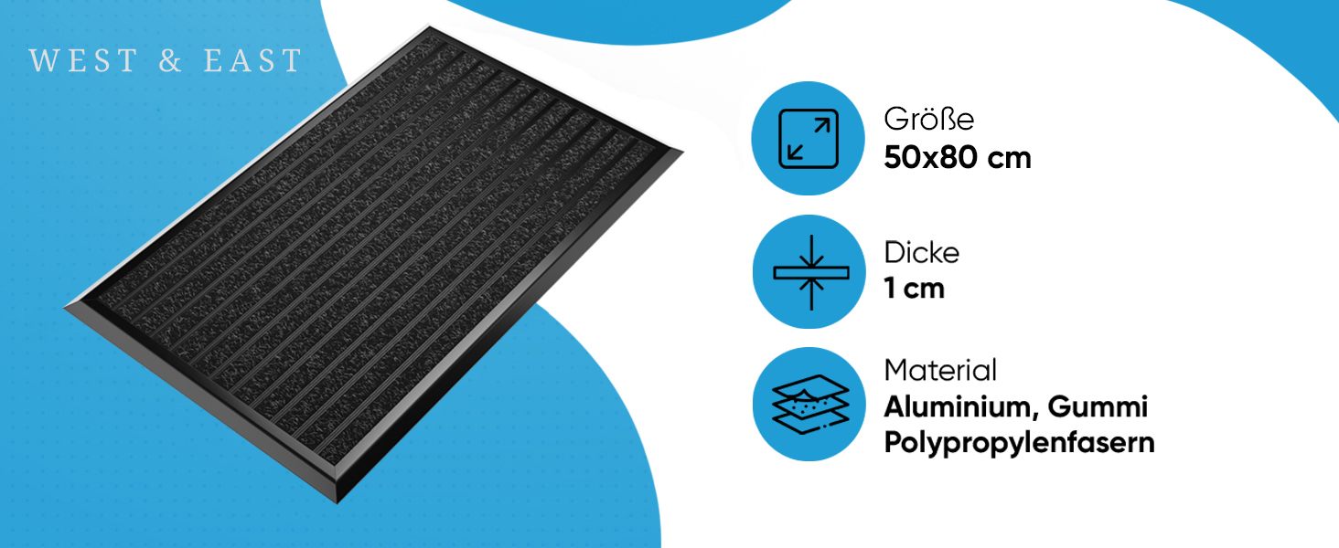 Fußmatte außen mit schwarzem Aluminium Rand 50 x 80 cm, Fußabtreter außen, Schmutzfangmatte Außenbereich, Fussmatte Aussenbereich-1