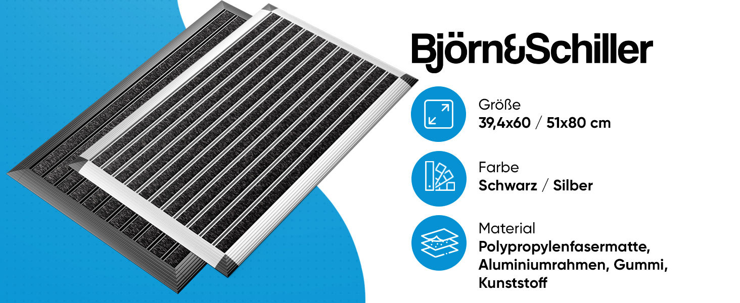 Alumatte außen, Fußmatte Außenbereich, Aluminium Türmatte außen, Fußabtreter außen, Schuhabstreifer mit Polypropylen-Fasern, Fußmatte Outdoor wetterfest-1