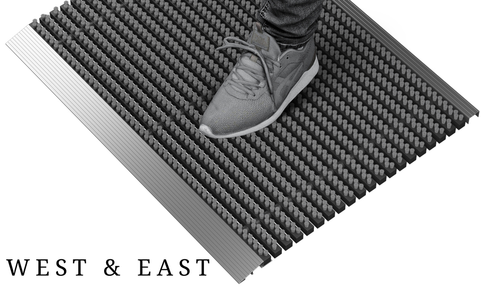 Alu-Fußmatte mit Bürsten, grau, 40x60cm, für Außenbereich, als Türmatte oder Schuhabstreifer geeignet-2