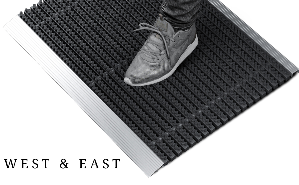 Alu-Fußmatte mit Bürsten, 50x80cm, für draußen. Schwarz. Ideal als Schmutzfangmatte oder Schuhabstreifer-2