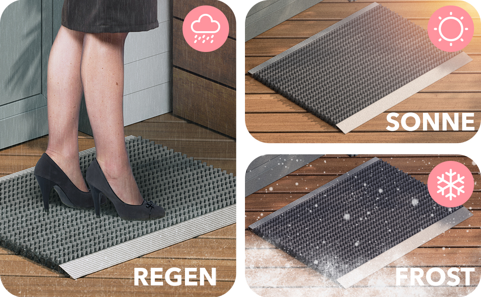 Alu-Fußmatte mit Bürsten, grau, 40x60cm, für Außenbereich, als Türmatte oder Schuhabstreifer geeignet-4
