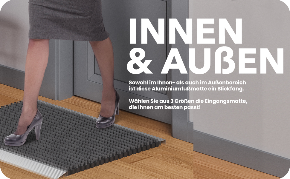 Alu-Fußmatte mit Bürsten, grau, 50x80cm, für Außenbereich, als Türmatte oder Schuhabstreifer geeignet-5