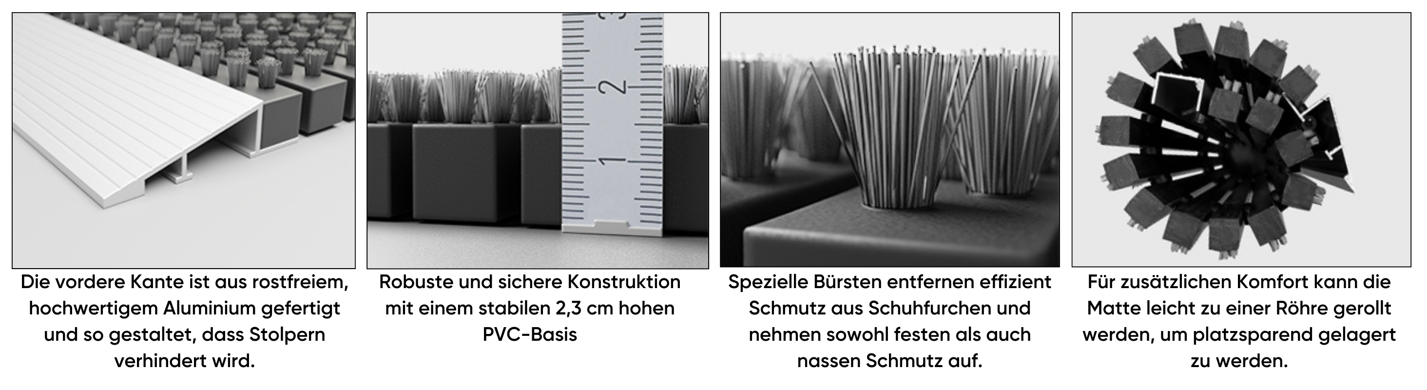 Fußmatte Aluminiumrahmen mit Bürsten für Außenbereich Schmutzfangmatte Türmatte Fußabtreter-3