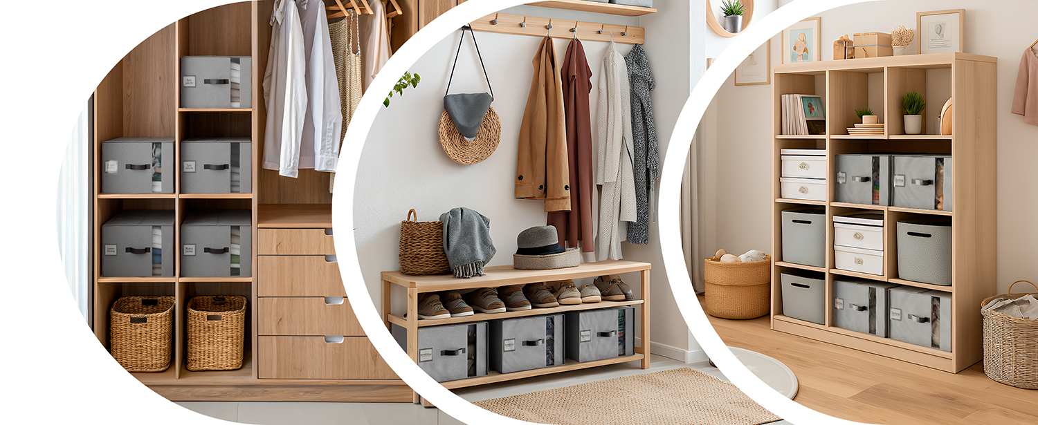 Björn&Schiller Aufbewahrungstasche – 37L 39×36×26 cm, mit Sichtfenster, Kleideraufbewahrung und Organisation, Leinenstoff, grau-3
