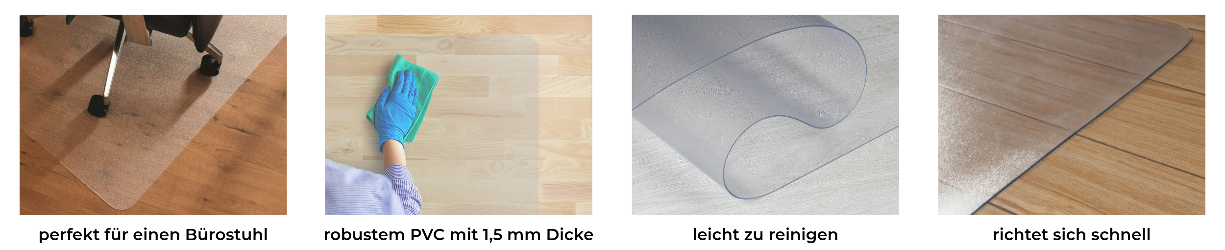 Björn&Schiller Bodenschutzmatte Kratzschutz Schreibtischunterlage, Transparent/Grau, Rutschfeste Bürostuhlunterlage, Bodenmatte, Stuhlunterlage, Stärke: 1,5 mm, Größe: 100 x 120 cm-3