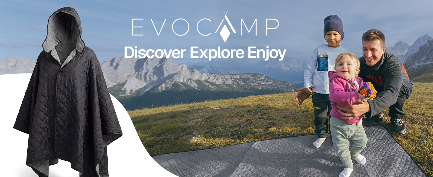 Evocamp Outdoor-Decke, Poncho-Liner, Windschutz, wasserabweisend, 200 x 140 cm, ultraleicht, kompakt für Reisen, Wandern und Outdoor-Aktivitäten-1