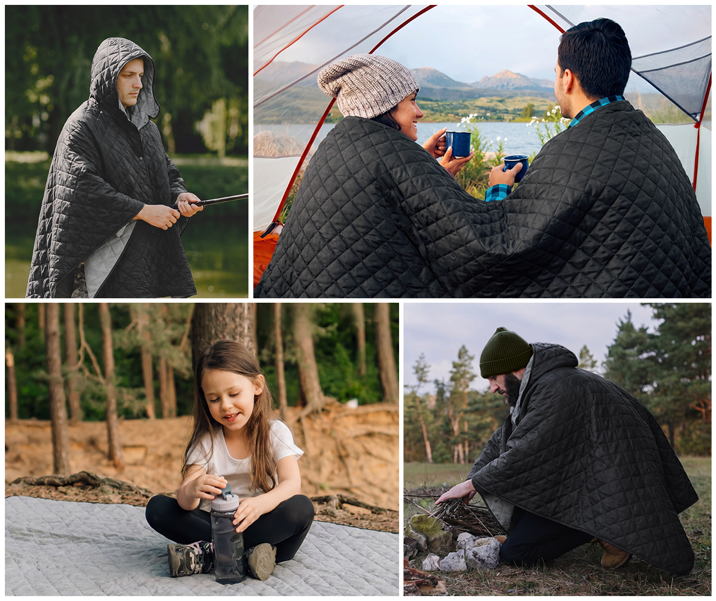 Evocamp Outdoor-Decke, Poncho-Liner, Windschutz, wasserabweisend, 200 x 140 cm, ultraleicht, kompakt für Reisen, Wandern und Outdoor-Aktivitäten-4