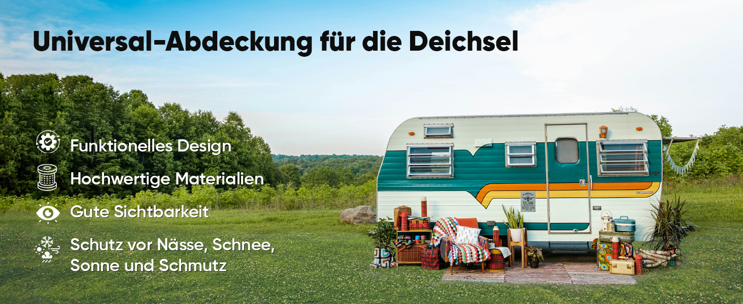 EVOCAMP Deichselabdeckung Wohnwagen, wasserdichte Deichselhaube Wohnwagen, Anhängerkupplung Abdeckung, Doppel-Klickverschluss, mit Tragetasche, ideal für Anhänger, Pferdeanhänger, Bootsanhänger-5