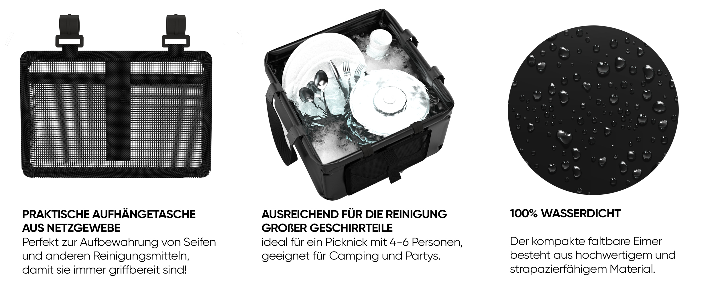 EVOCAMP faltbare Spülschüssel 20L, wasserdicht Faltschüssel Camping - faltbare Camping Spüle - geeignet für Reisen, Angeln, Spülen, Getränkekühler Outdoor, Bierkühler Garten-3